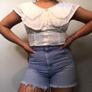 Vintage white top with eyelet design